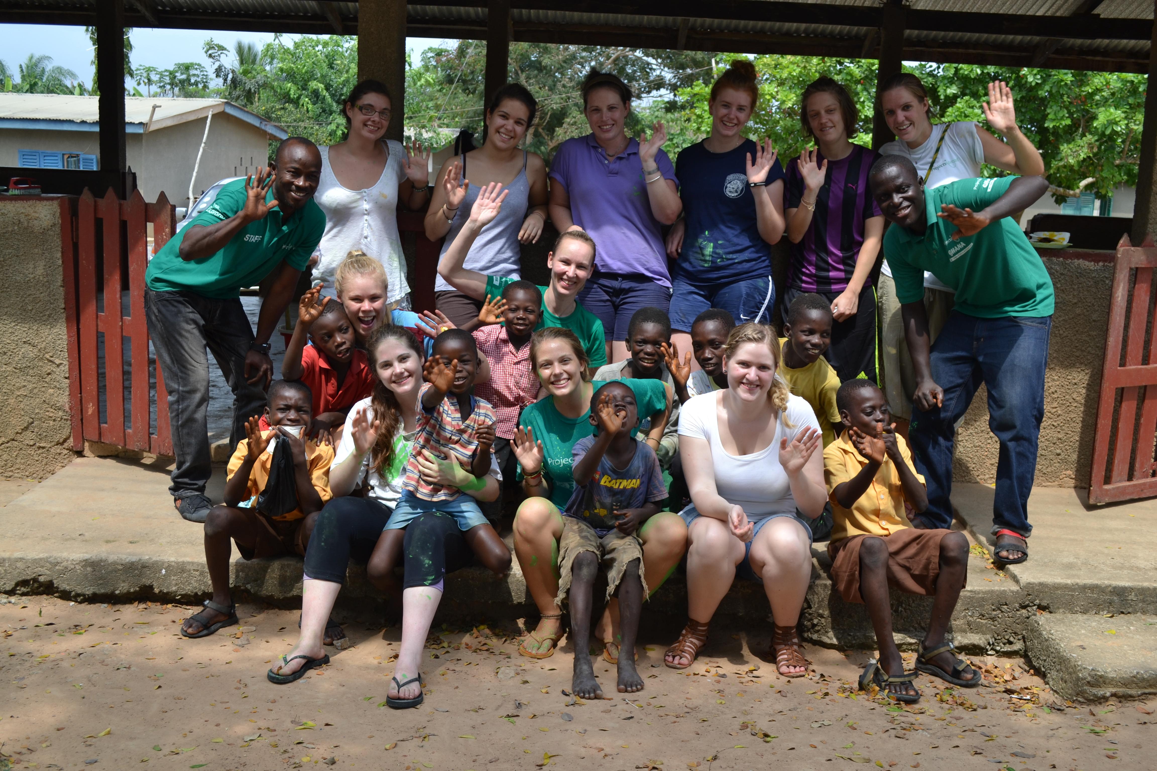 A group of teenagers and Projects Abroad staff gain medical work experience in Ghana Interns and local staff in a group photo on our medical internship for teenagers in Ghana